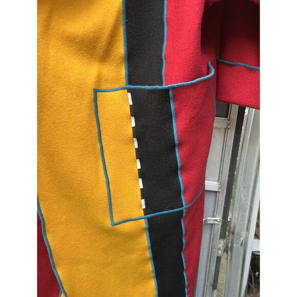1980s CINDY OWINGS USA designer wool coat Color Block Art modern S fits Large - Picture 4 of 13